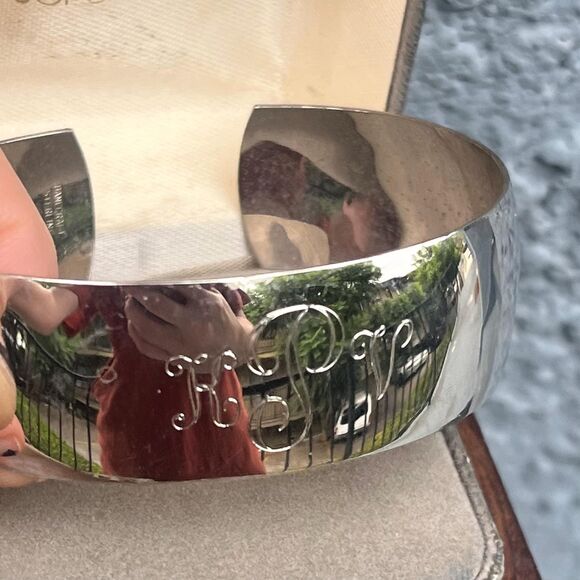 Vintage Sterling Silver Cuff Bracelet Chunky Engraved KPV 925 Danecraft Jewelry - Picture 3 of 10